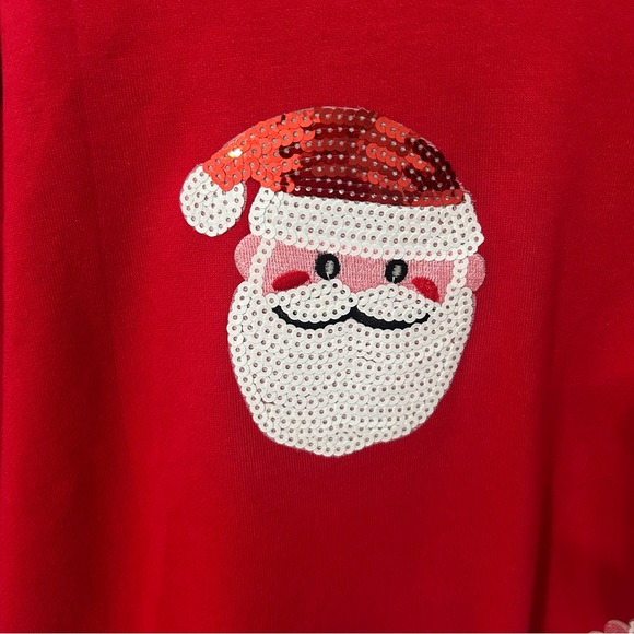 Red Santa Claus Sweater Top Oversized Long Sleeved - Picture 3 of 9